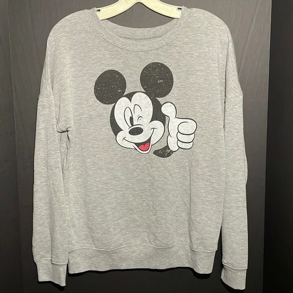 DISNEY Mickey Mouse gray scoop neck sweater in women’s size small - Picture 2 of 5